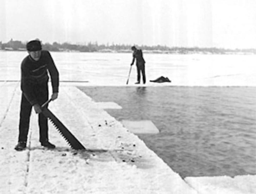 Breaking the pond ice