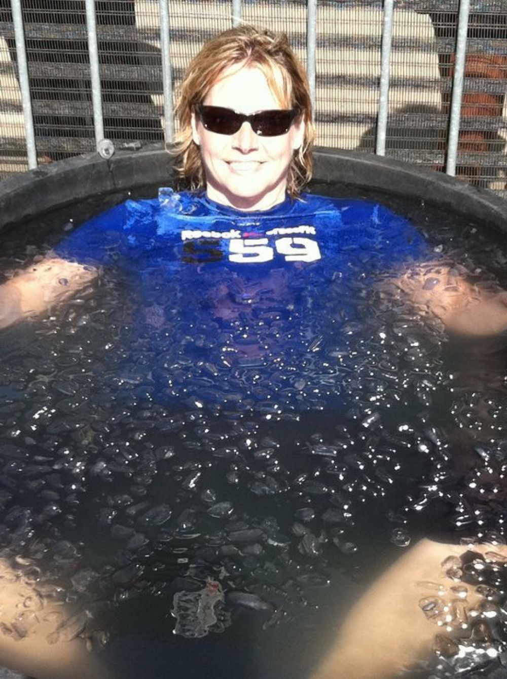 Weightlifter Karyn Marshall taking Ice Bath